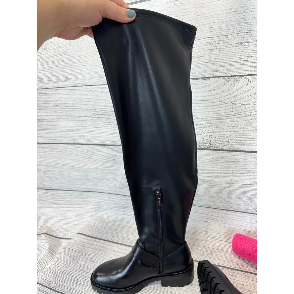 Vince Camuto Women's Black Abrila Lug Over The Knee Boots Size 7 WIDE CALF